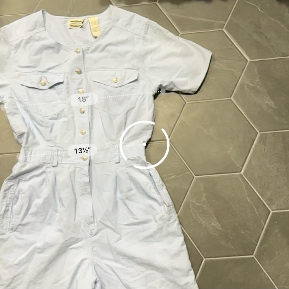 VTG 80s Retro Blue Jean Style Romper Short Sleeve Playsuit Jumper